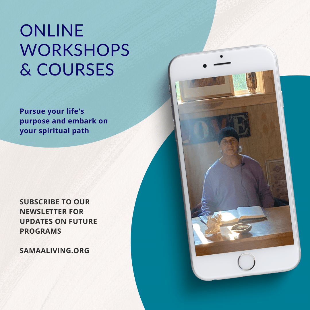 a cell phone with an image of a man with text reading Online workshops and programs"